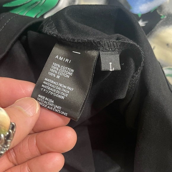 NWT Men’s Size Large AMIRI Airbrush Cherub Print Tee 100% Cotton In Black/Green - Picture 13 of 14